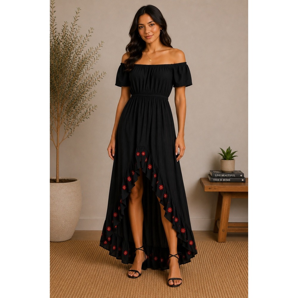 J for‎ Just Cottagecore Off Shoulder High Low Embroidered Floral Maxi Dress 1X